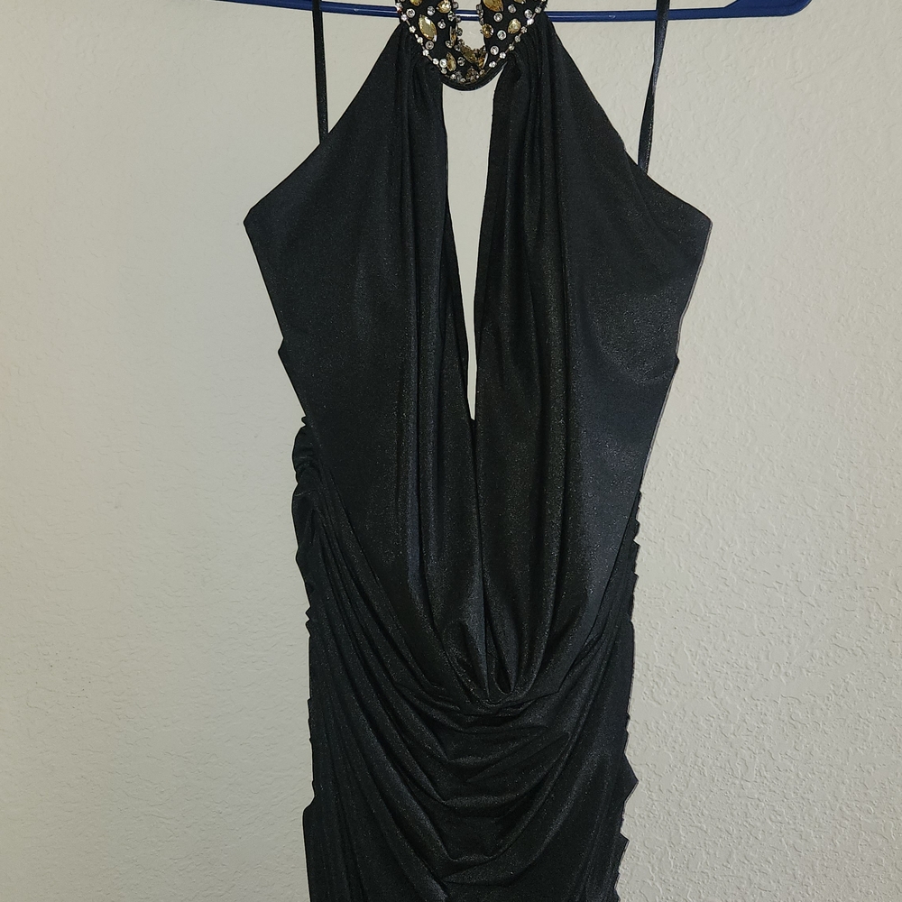 Elegant Black Halter Dress